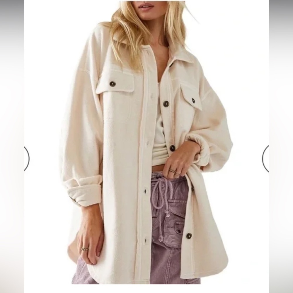 Free People Ruby Off White Shacket Jacket SZ M